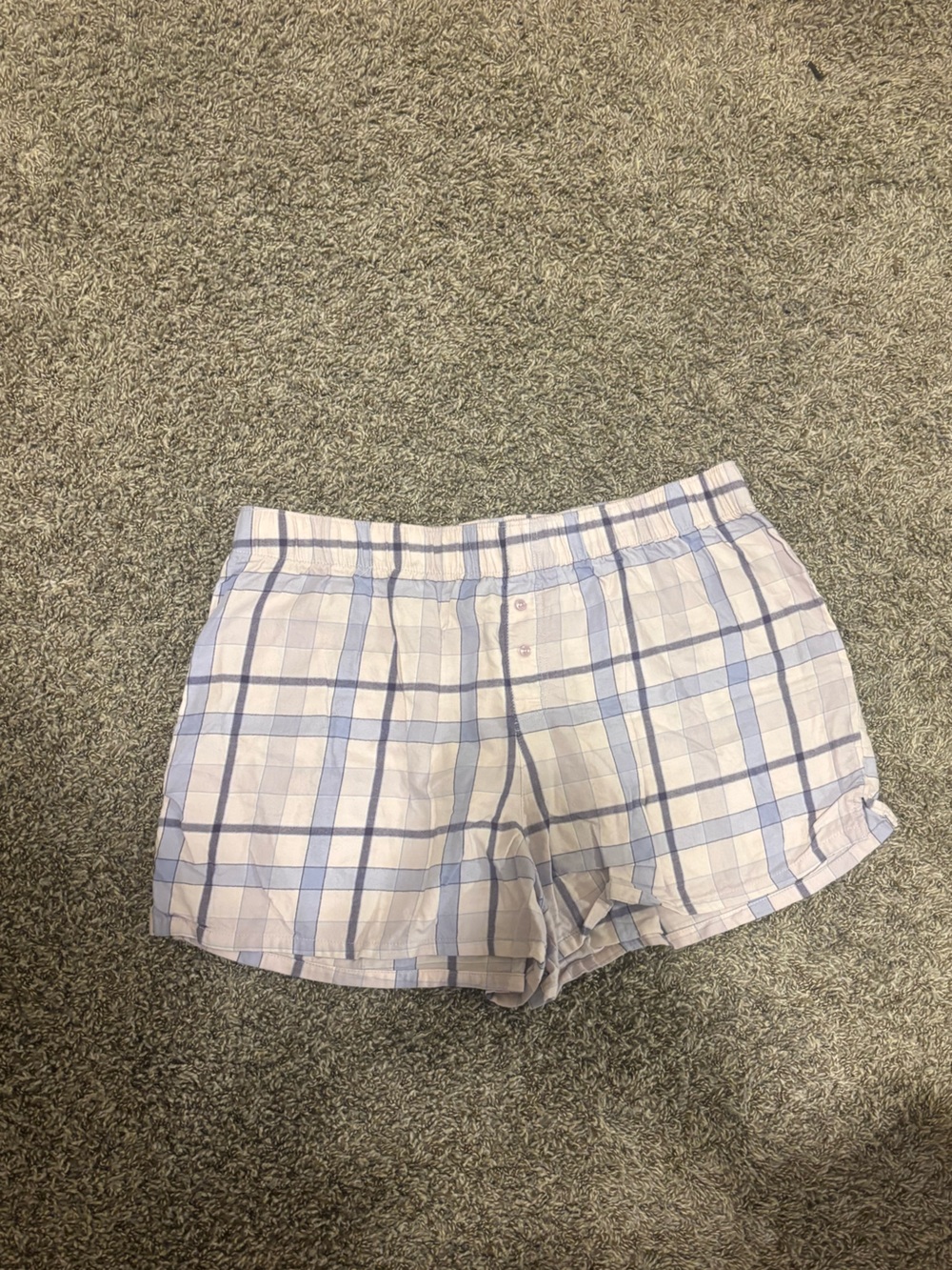 Colsie Women's Light Blue and Pink Plaid Athletic Shorts